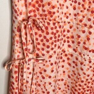 Flirty Worthington Dress Womens XL Polkadot Cinch Tie Waist Pink Midi Fun Spring